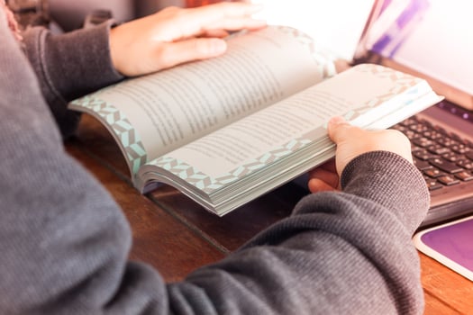 Woman with an open book photo