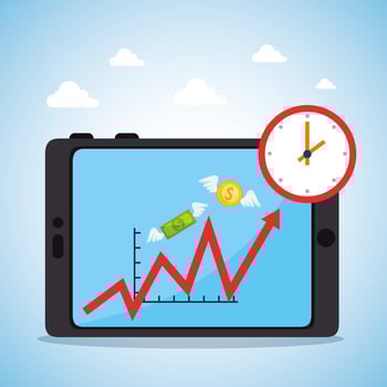 Stock market crash with tablet device vector
