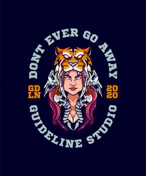 Girl with tiger hat t-shirt design vector