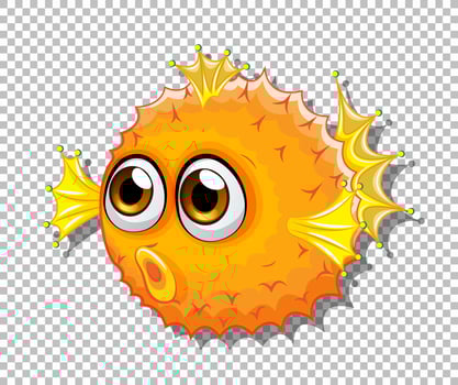 Cute puffer fish with big eyes cartoon character vector