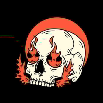 Skull with fire t shirt design vector