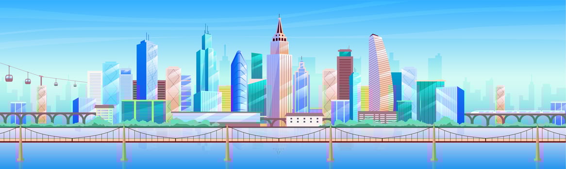 Metropolis flat color vector illustration