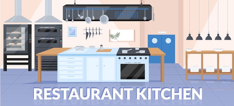 Restaurant kitchen banner flat vector template