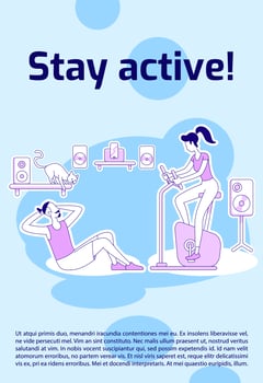 Stay active poster flat silhouette vector template