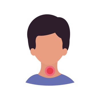 Boy head with sore throat vector design