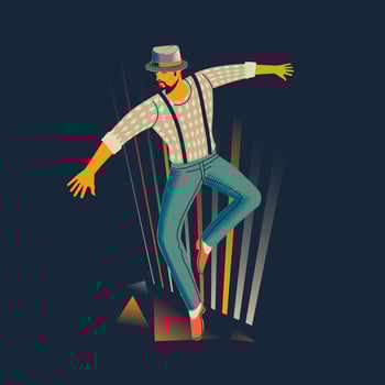 Man performing a tap dance in a spotlight vector