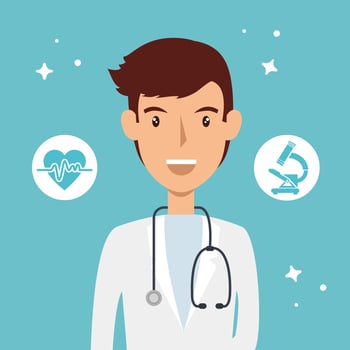 doctor with medical icons vector