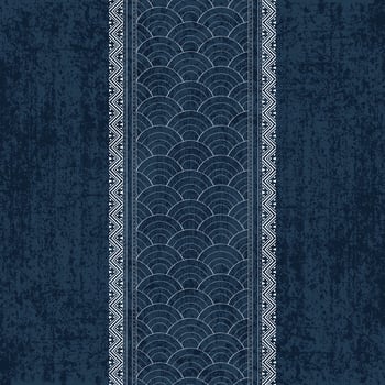 Sashiko indigo dye pattern with traditional white Japanese embroidery vector