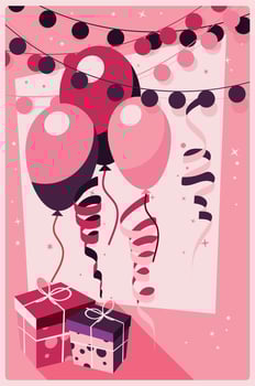Birthday background with presents and balloons vector