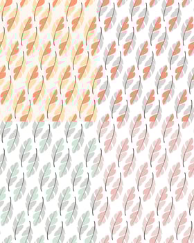 Collection of four seamless pattern designs with bohemian hand drawn feathers vector
