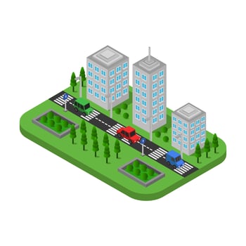 Isometric City Illustrated On White Background vector