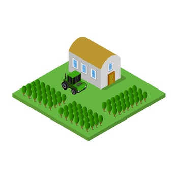 Isometric Farm On White Background vector