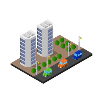 Isometric Skyscraper Illustrated On White Background vector