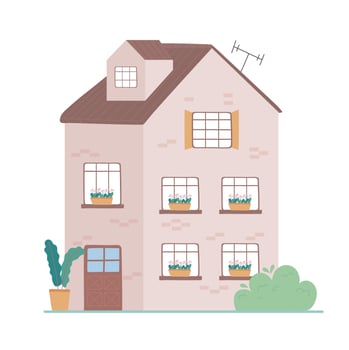 multi storey house residential garden front view design vector