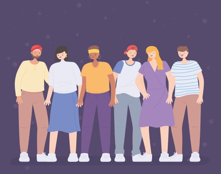 diverse multiracial and multicultural people, persons figures diversity cartoon avatar vector