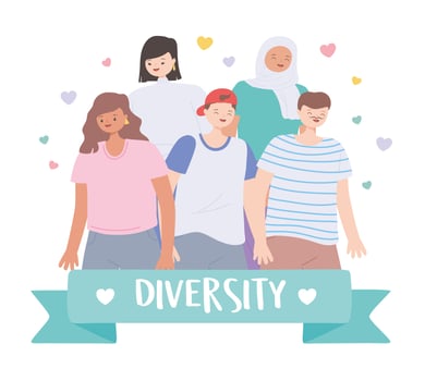 diverse multiracial and multicultural group people standing different characters vector