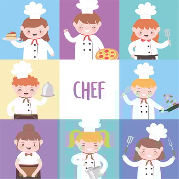 characters set of children cooks cartoon character vector