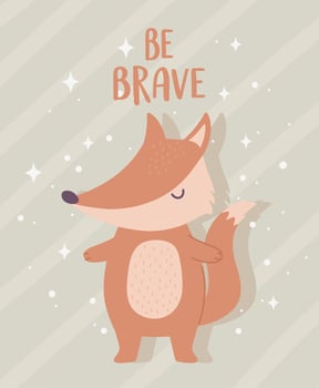 cute cartoon animal adorable wild character little fox vector
