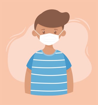 young boy wearing medical mask, prevention coronavirus disease covid 19 vector