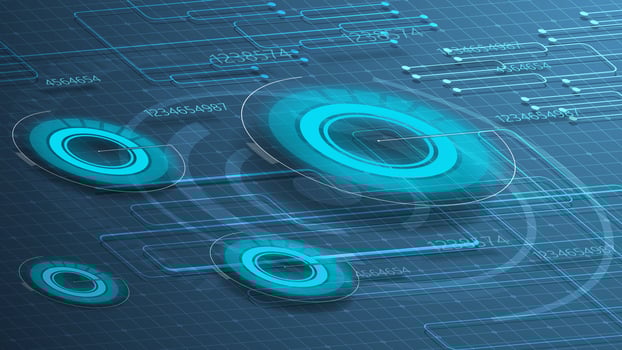 Blue digital background for your creativity with round graphs vector