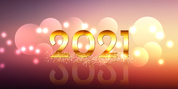 Happy New Year banner design with glittery gold design vector