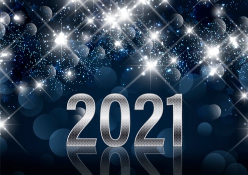 Happy New Year background with metallic numbers vector