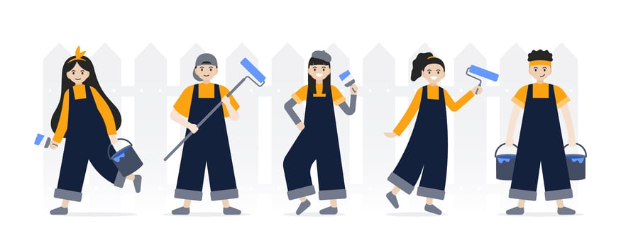 Set of Professional Painter and Artist Characters vector