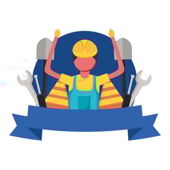construction man worker with ribbon vector design