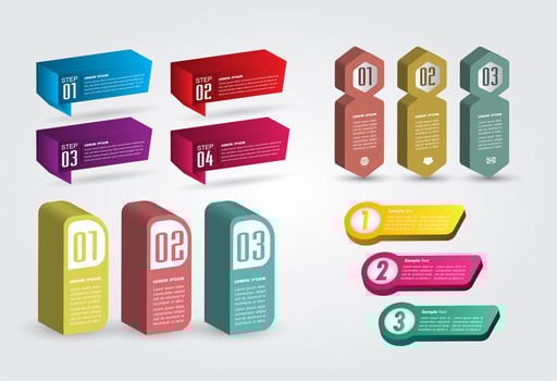 modern 3D text box template, banner infographics vector