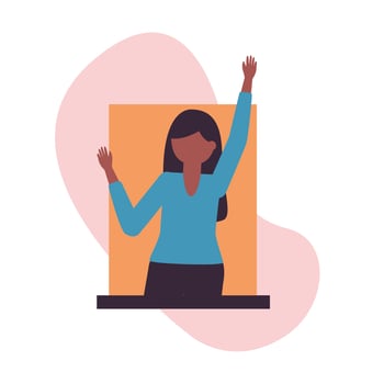 woman avatar at window vector design
