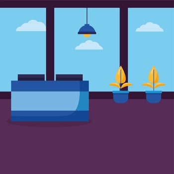 Airport reception with plants vector design
