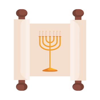 hanukkah chandelier golden in patchment vector