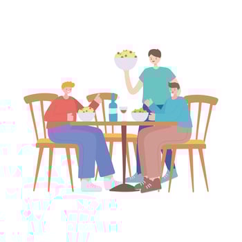 restaurant social distancing, people sit a distance food shop, covid 19 pandemic, prevention of coronavirus infection vector