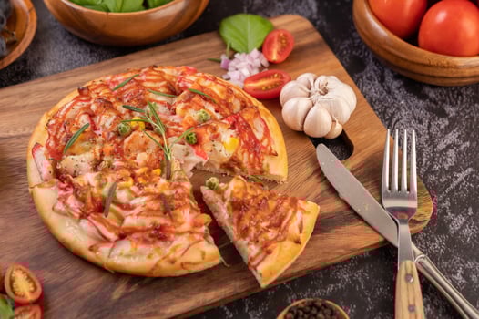 Homemade pizza with ingredients photo
