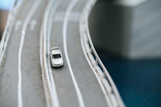 Miniature tilt shift bridge photo