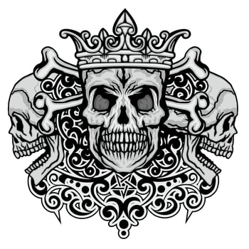 grunge skull and crown vector