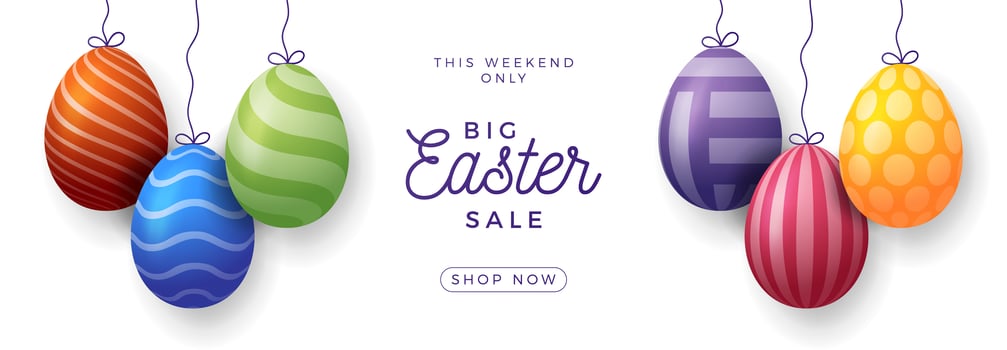 Easter egg sale horizontal banner vector