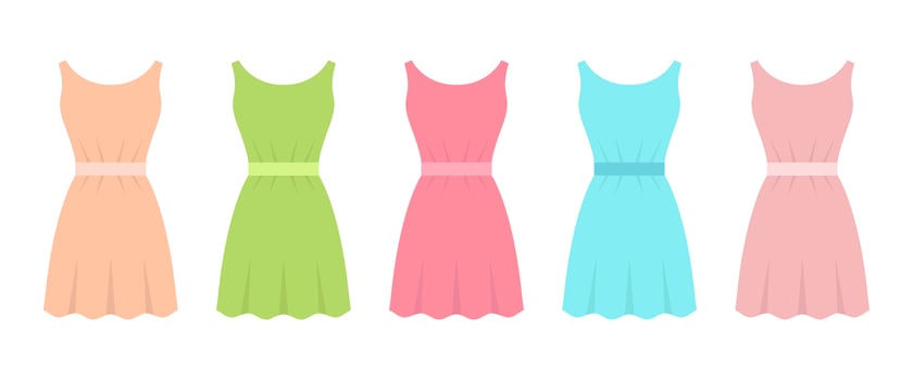 Dress in flat design vector design illustration isolated on white background
