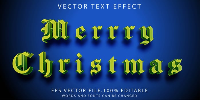 text effect merry christmas vector