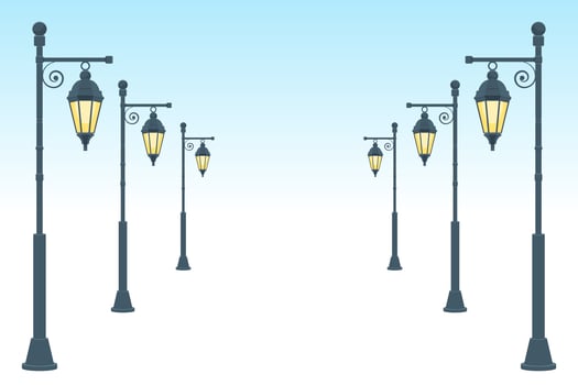 Vintage street lamp vector design illustration isolated on white background