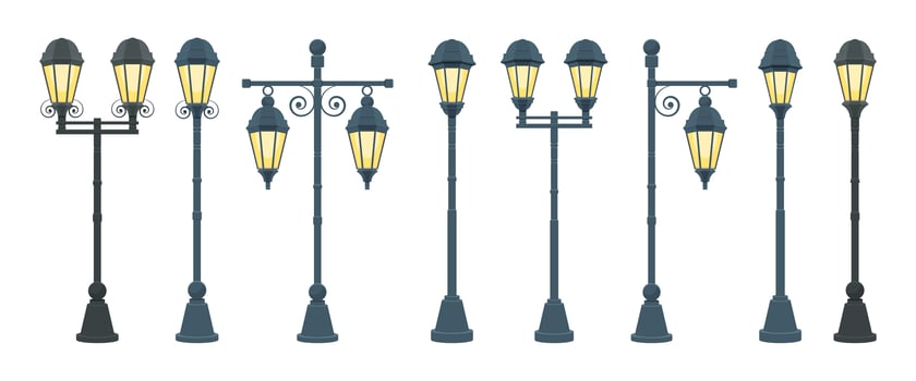 Vintage street lamp vector design illustration isolated on white background