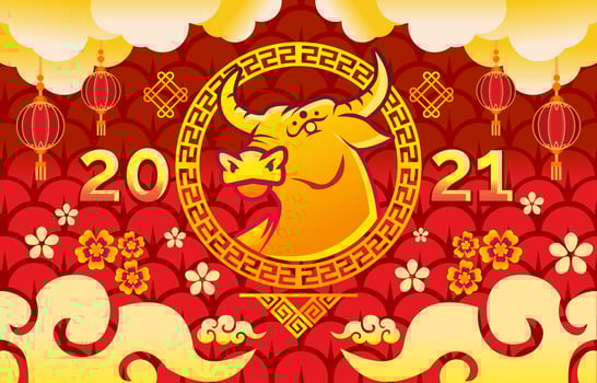 Golden Ox 2021 Chinese New Year vector