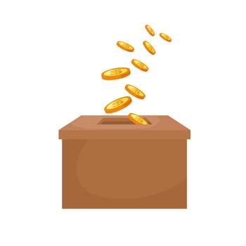 charity donation box with coins vector