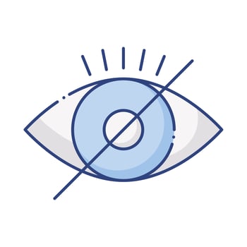 blind eye with denied symbol flat style icon vector