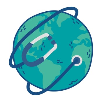 world planet earth with stethoscope medical vector