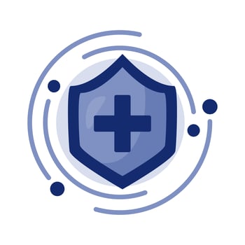 medical cross symbol in shield icon vector