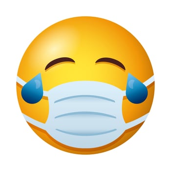 emoji wearing medical mask gradient style vector