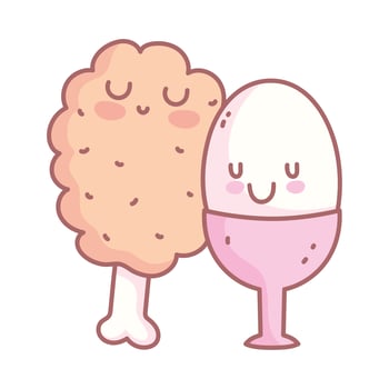 boiled egg and chicken roast restaurant menu food cute vector