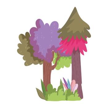 tree bush leaves foliage vegetation nature icon vector