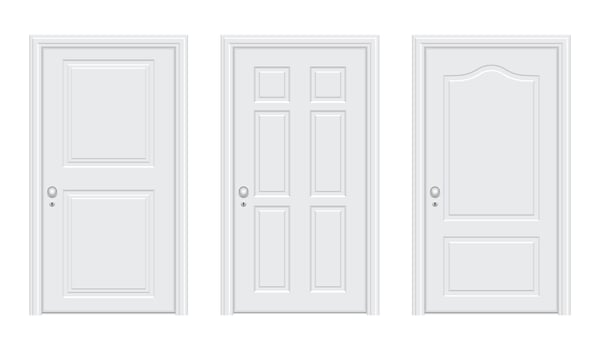 Realistic white door vector design illustration